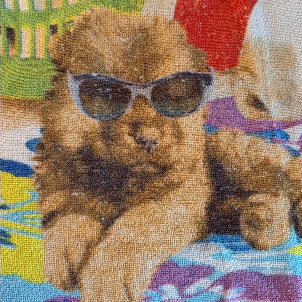 Dog Beach Towel sunglasses kid girl teen toy rainbow swim swimsuit puppy tie-dye